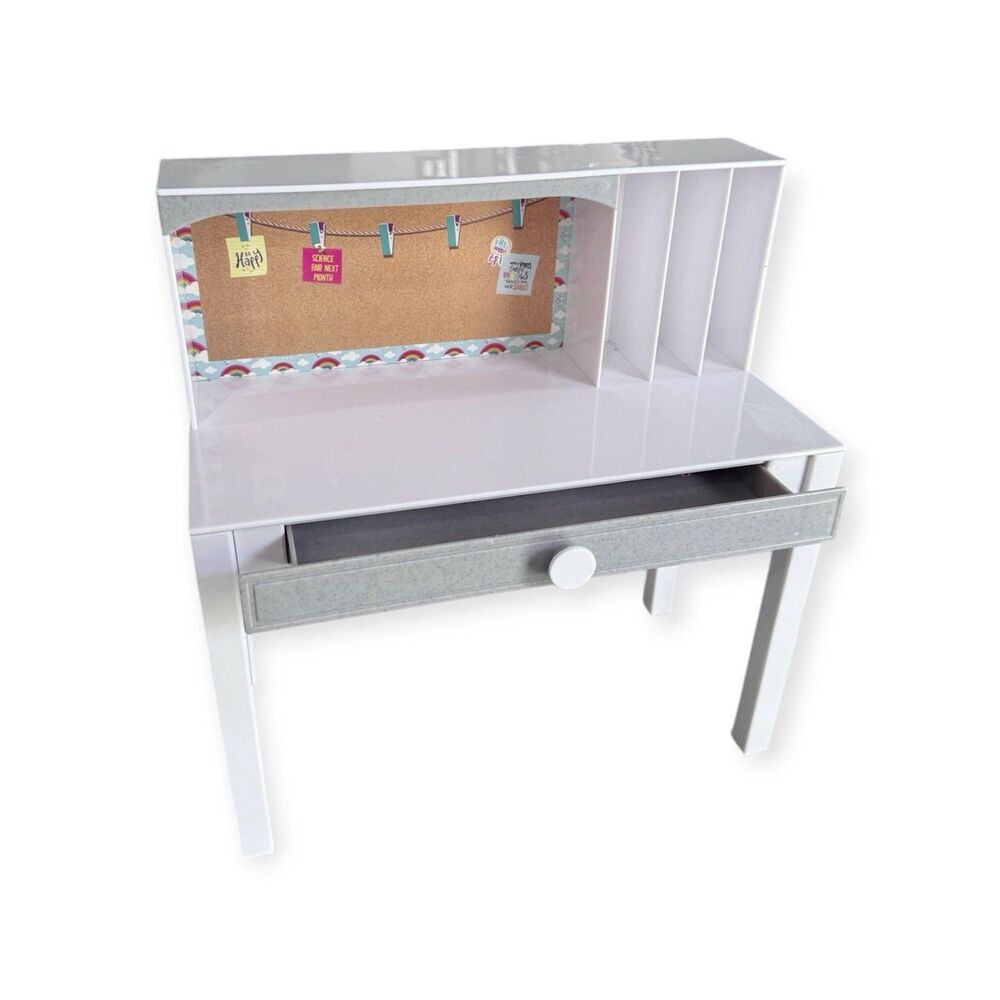 My Life As 18" Doll Modular Desk White & Gray Study Station Bulletin Board